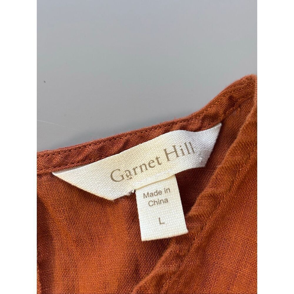Garnet hill Magnolia Linen Top embroidered relaxed boxy fit large - Picture 5 of 12